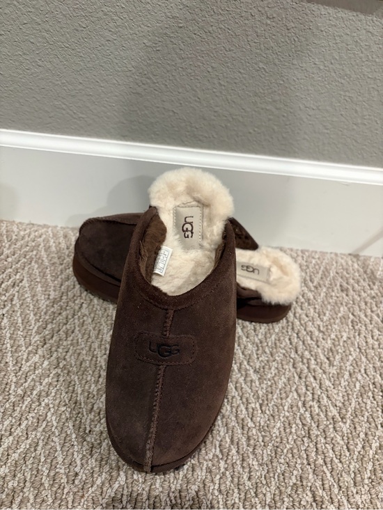 UGG Shoes - UGG Brown Suede Shearling-Lined Slip-On Slippers